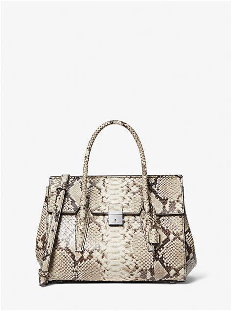 michael kors handtasche python schlangenleder blau|Campbell Medium Python Embossed Leather Satchel .